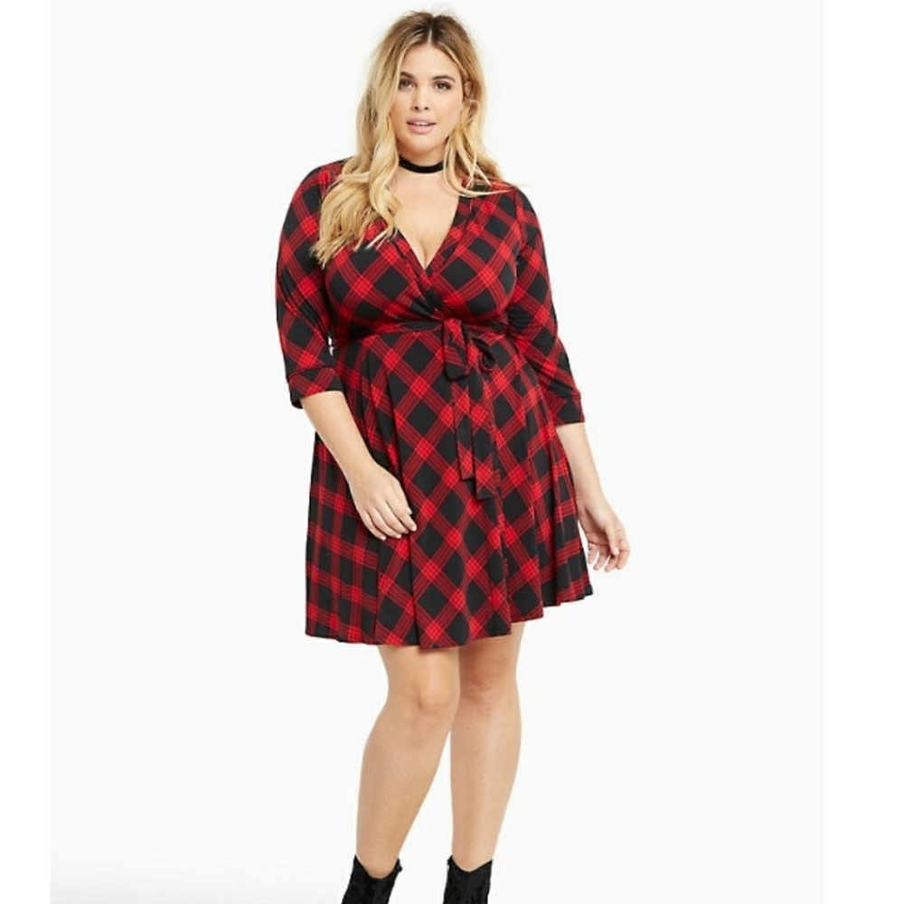 Torrid plaid wrap dress